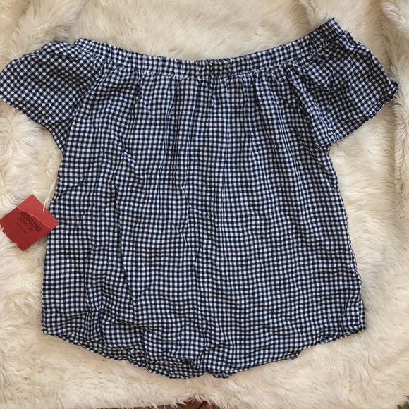 NWT Mossimo Gingham Off-the-shoulder Top - Picture 2 of 4